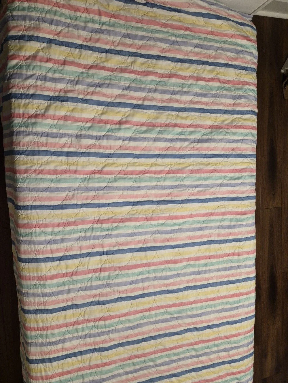 The Big One Reversible Quilt TwinXL Madison Dots / Rainbow Stripes